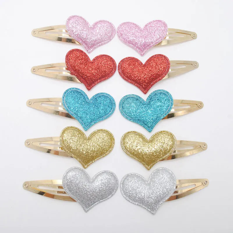 10pcs/lot Small Size Girls Hairclips Glitter Heart  Birthday Gift Baby Girls Hair Accessories Kids  Hair Clip For Children   hairclips