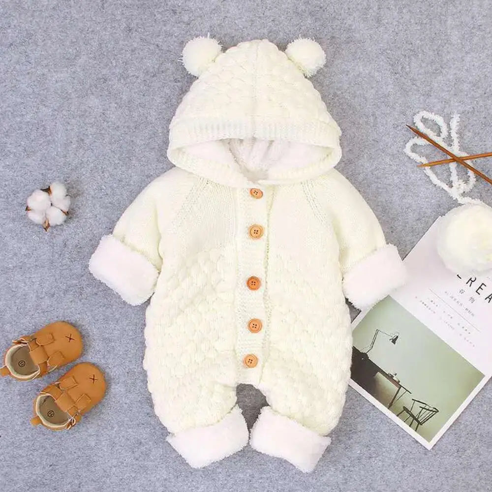 Newborn Baby Clothes Cardigan Hooded Rompers Autumn Winter Girl Boy Fashion Infant Costume Kids Toddler Cashmere Knit Jumpsuit infants boys