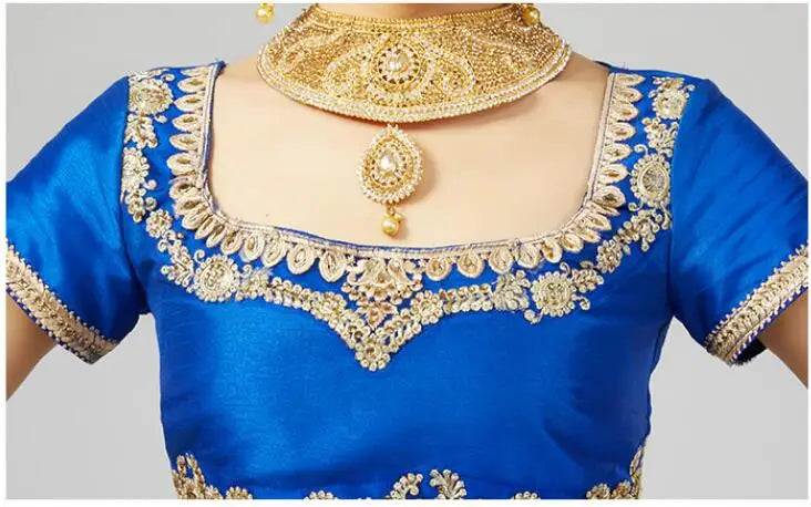 New India Clothing Sarees For Woman  Lehenga Choli Belly Dancing Pakistan Blue Embroideried Gorgeous party lehnga