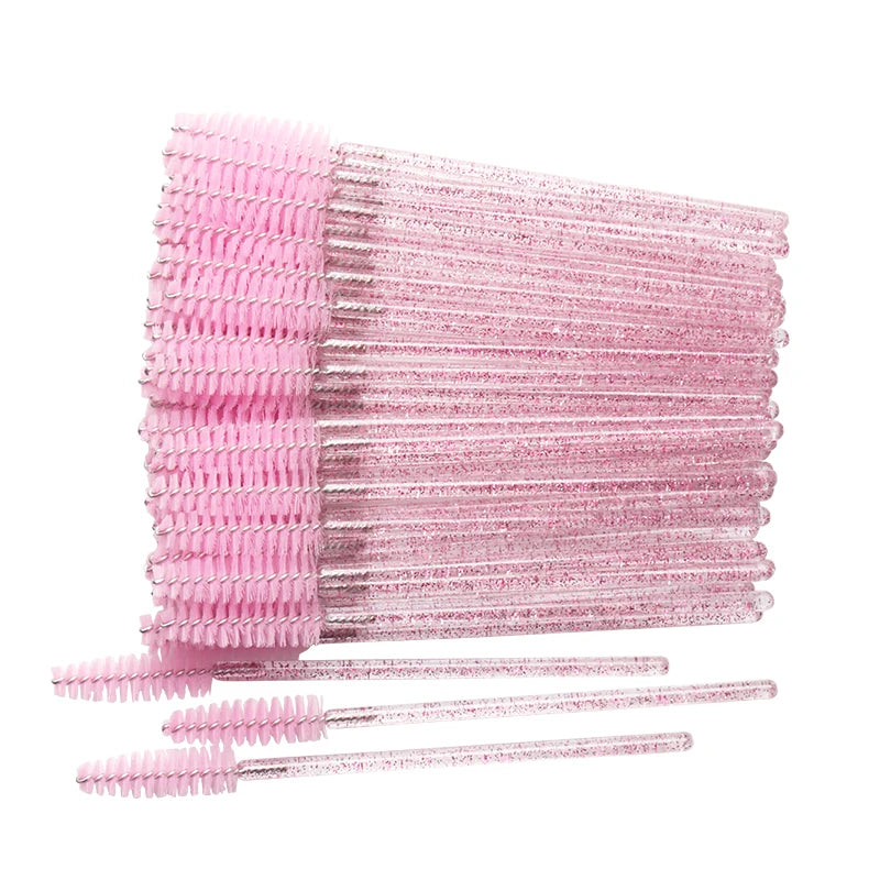 50Pcs Makeup brushes Disposable Crystal Eyebrow brush Diamond Handle Mascara Wand Applicator Eye Lashes Eyelash Extension Tools makeup accessories