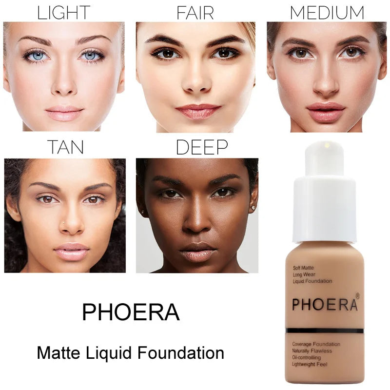 30ml Foundation Makeup 10 Colors Liquid Matte Moisturizer Face Base High Coverage Brighten Concealer Cream TSLM1face