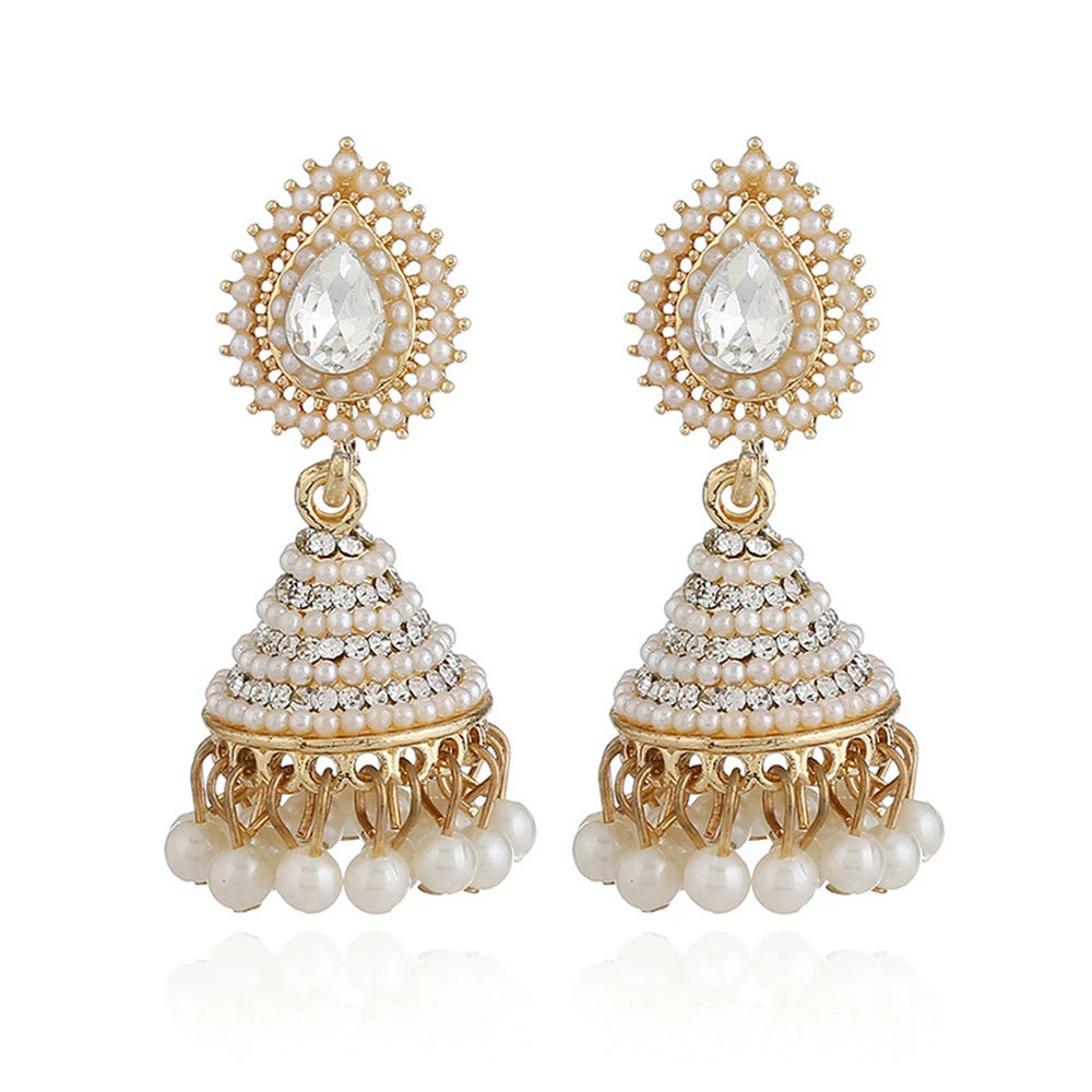 New Ethnic Women Earrings Pearl Pendant Drop Wedding Indian Dangle Earrings for female Fashion Jewelry Gift indian jewelry  indian jewellery