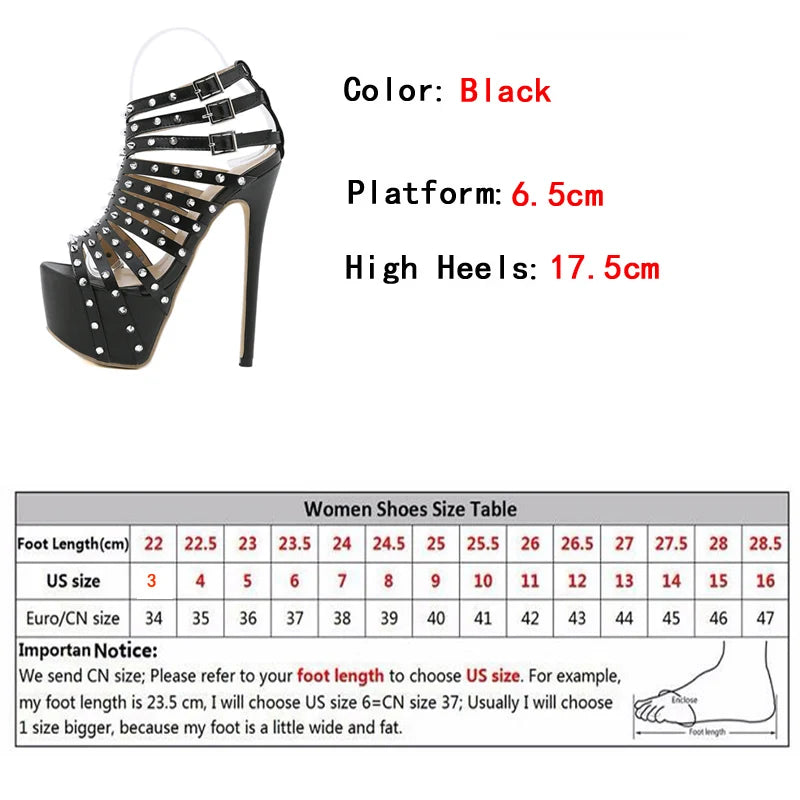 New Summer Platform High Heels Sandals Women Sexy Peep Toe Pumps Fashion Rivet Decoration Ladies Party Pole Dance Shoes party sandal