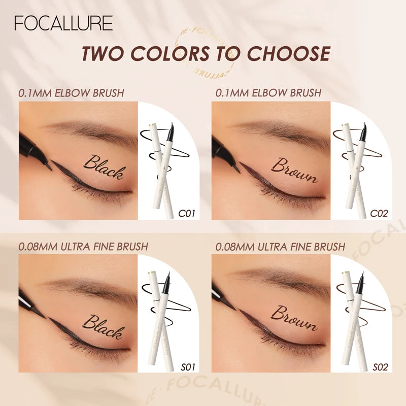 FOCALLURE Black Liquid Eyeliner Eye Make Up Super Waterproof Long Lasting Eye Liner Easy to Wear Eyes Makeup Cosmetics Tools eyes