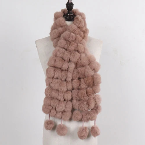 Women Winter Warm Real Rabbit Fur Scarf Hot Sale Natural Rabbit Fur Muffler  Lady 100% Genuine Fur Scarves Wholesale Retail scarf and shawl