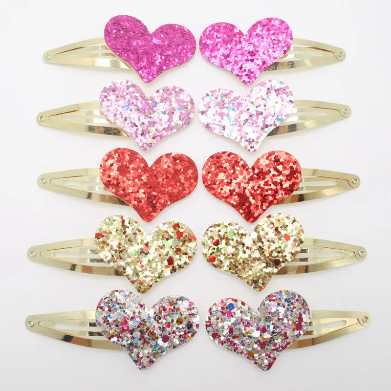 10pcs/lot Small Size Girls Hairclips Glitter Heart  Birthday Gift Baby Girls Hair Accessories Kids  Hair Clip For Children   hairclips