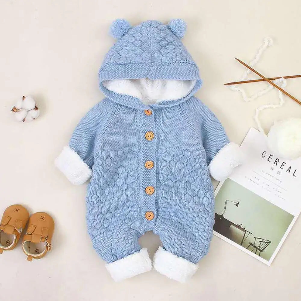 Newborn Baby Clothes Cardigan Hooded Rompers Autumn Winter Girl Boy Fashion Infant Costume Kids Toddler Cashmere Knit Jumpsuit infants boys