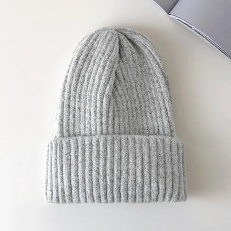 New Candy Colors Winter Hat Women Knitted Hat Warm Soft Trendy Hat Kpop Style Wool Beanie Elegant All-match Hat caps