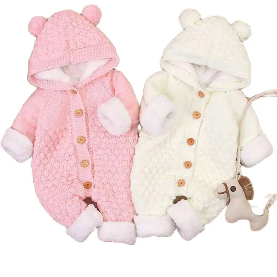 Newborn Baby Clothes Cardigan Hooded Rompers Autumn Winter Girl Boy Fashion Infant Costume Kids Toddler Cashmere Knit Jumpsuit infants boys