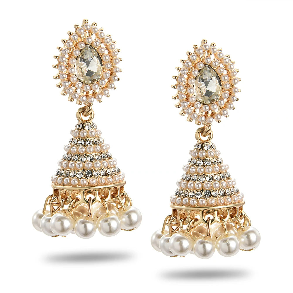 New Ethnic Women Earrings Pearl Pendant Drop Wedding Indian Dangle Earrings for female Fashion Jewelry Gift indian jewelry  indian jewellery