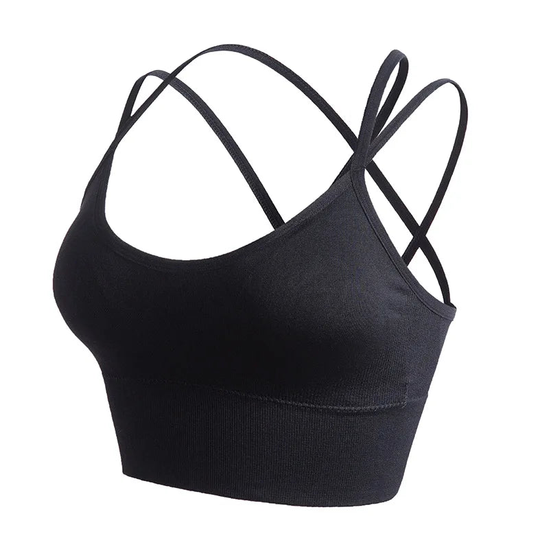 Women cross back yoga sports bra breathable shock proof fitness push up top yoga running active sportswear vest bra sports