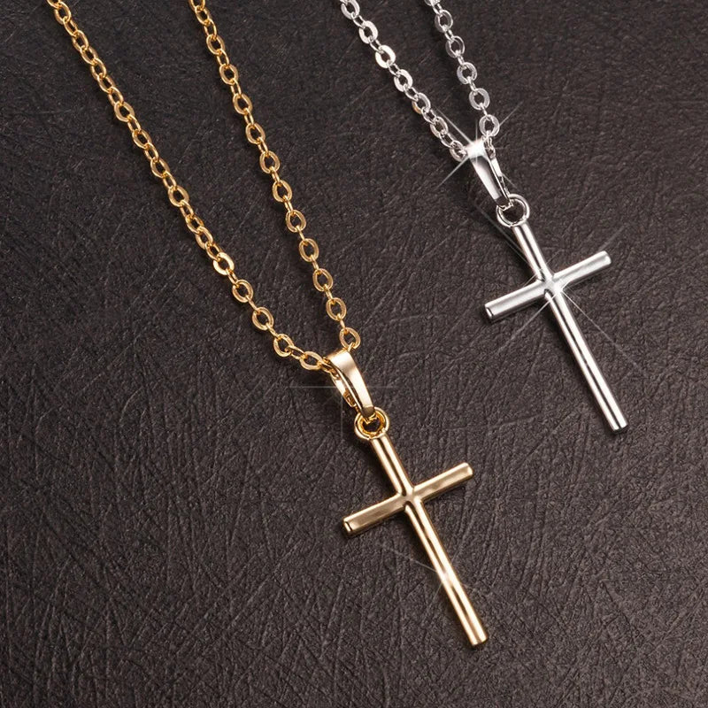 Fashion Female Cross Pendants dropshipping Gold Black Color Crystal Jesus Cross Pendant Necklace Jewelry For Men/Women Wholesale  necklace