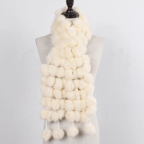 Women Winter Warm Real Rabbit Fur Scarf Hot Sale Natural Rabbit Fur Muffler  Lady 100% Genuine Fur Scarves Wholesale Retail scarf and shawl