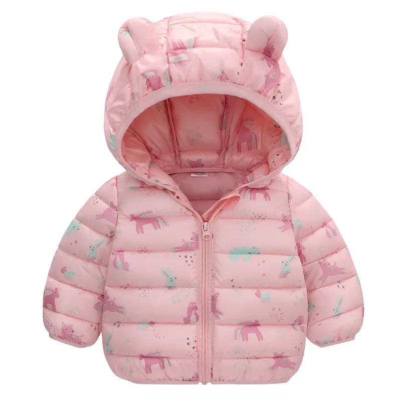 New Winter Down Warm Jackets Autumn Baby Thin Hooded Cotton Coats Girls Boys Cute Solid Outerwear 2-6 Years boys jackets and coats