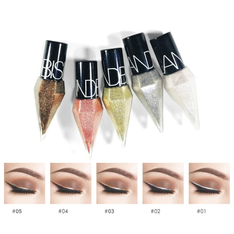 New Professional Shiny Eye Liners Cosmetics for Women Pigment Silver Rose Gold Color Liquid Glitter Eyeliner Cheap Makeup eyes