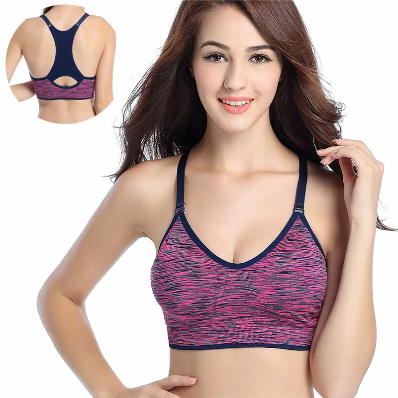 Women Sports Yoga Bra breathable quick dry Top Shockproof Cross Back Push Up fitness active Bra Gym Running Bra sports