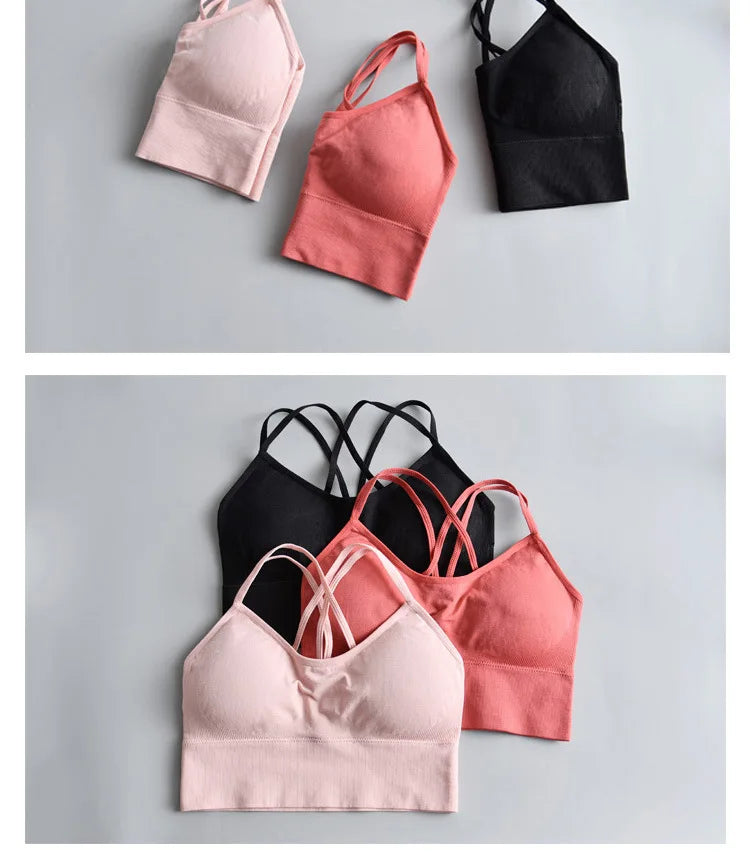 Women cross back yoga sports bra breathable shock proof fitness push up top yoga running active sportswear vest bra sports