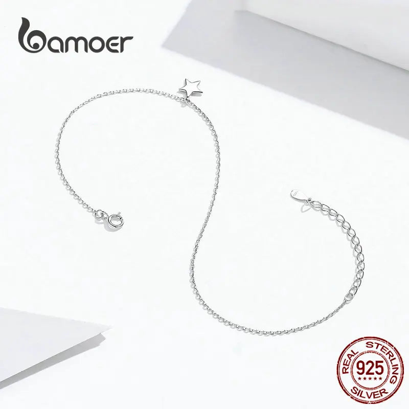 Simple Design Star Silver Anklet for Women Sterling Silver 925 Bracelet for Ankle and Leg Fashion Foot Jewelry anklet