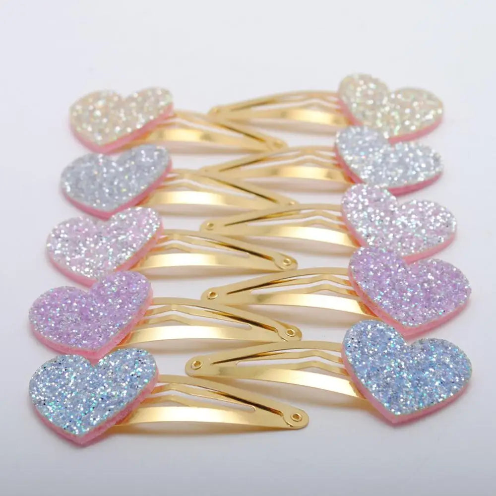 10pcs/lot Small Size Girls Hairclips Glitter Heart  Birthday Gift Baby Girls Hair Accessories Kids  Hair Clip For Children   hairclips