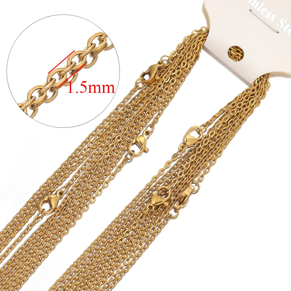 10Pcs/lot  50cm Stainless Steel Link Chains Necklaces Cuban Cross Chains Accessories for DIY Gifts Jewelry Making Bulk Wholesale  necklace