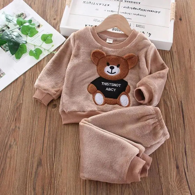 Baby Boys And Girls Clothing Set Tricken Fleece Children Hooded Outerwear Tops Pants 3PCS Outfits Kids Toddler Warm Costume Suit boys dress