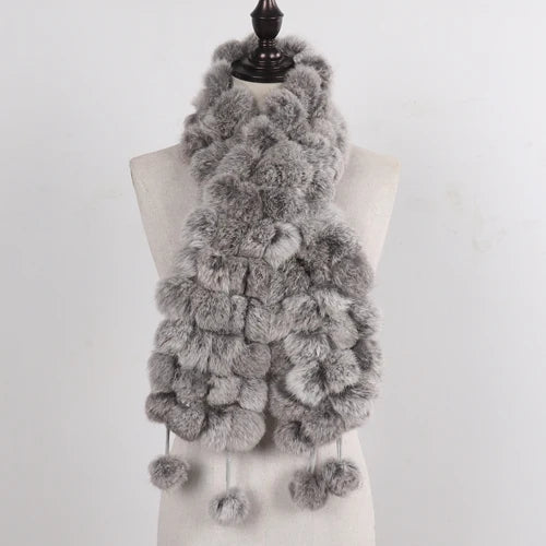 Women Winter Warm Real Rabbit Fur Scarf Hot Sale Natural Rabbit Fur Muffler  Lady 100% Genuine Fur Scarves Wholesale Retail scarf and shawl