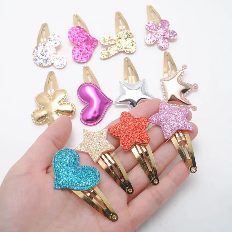 10pcs/lot Small Size Girls Hairclips Glitter Heart  Birthday Gift Baby Girls Hair Accessories Kids  Hair Clip For Children   hairclips