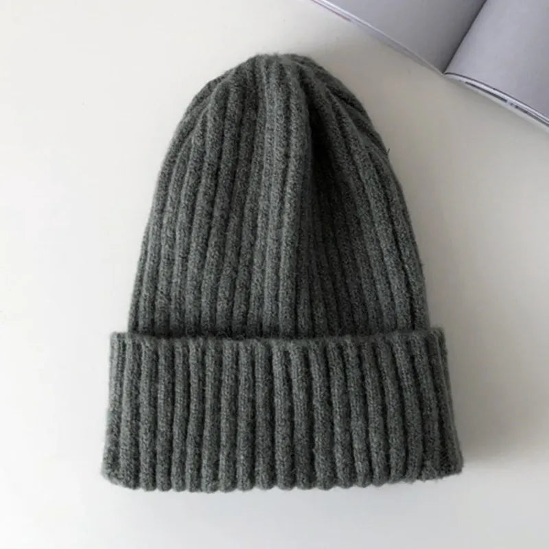 New Candy Colors Winter Hat Women Knitted Hat Warm Soft Trendy Hat Kpop Style Wool Beanie Elegant All-match Hat caps