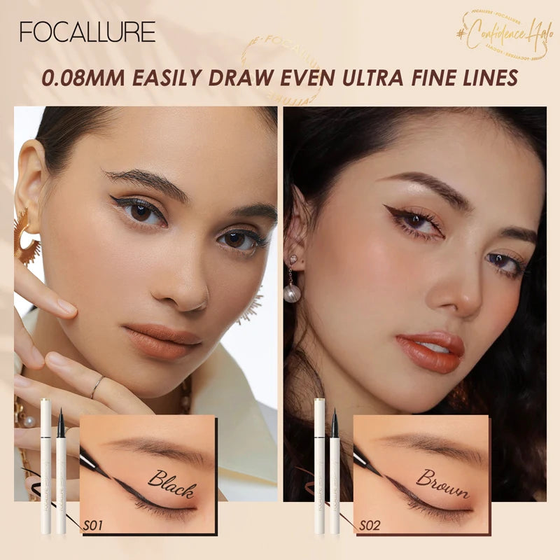 FOCALLURE Black Liquid Eyeliner Eye Make Up Super Waterproof Long Lasting Eye Liner Easy to Wear Eyes Makeup Cosmetics Tools eyes