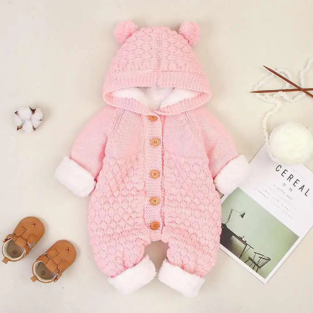 Newborn Baby Clothes Cardigan Hooded Rompers Autumn Winter Girl Boy Fashion Infant Costume Kids Toddler Cashmere Knit Jumpsuit infants boys