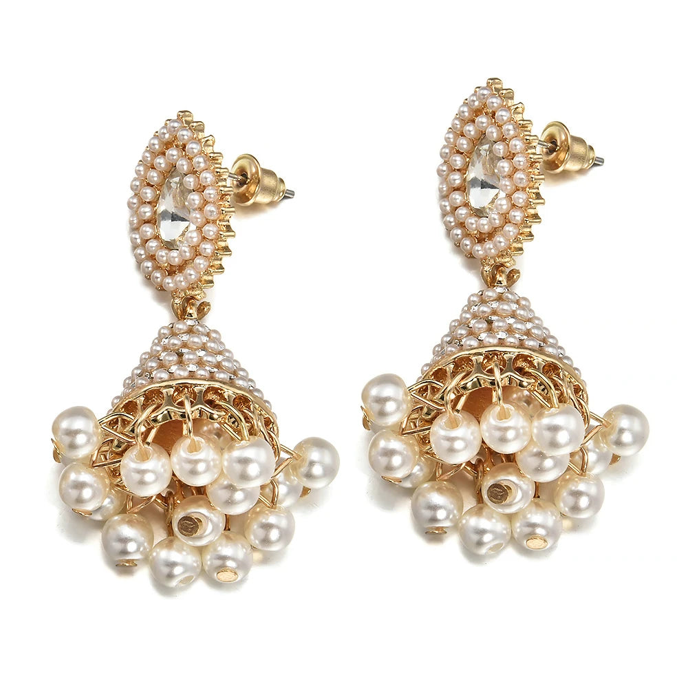 New Ethnic Women Earrings Pearl Pendant Drop Wedding Indian Dangle Earrings for female Fashion Jewelry Gift indian jewelry  indian jewellery