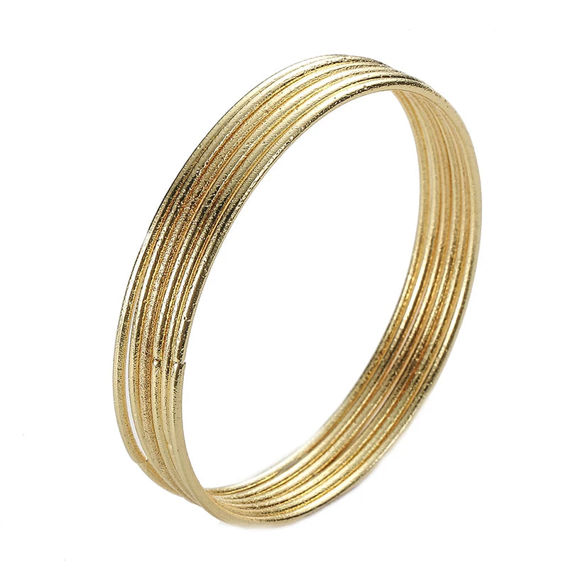 6PC/SET Fashion Gold Plated Silver Color Bangles Bracelets For Women 68mm Big Circle Wire Indian Bangle Jewelry Gifts Wholesale  indian jewellery