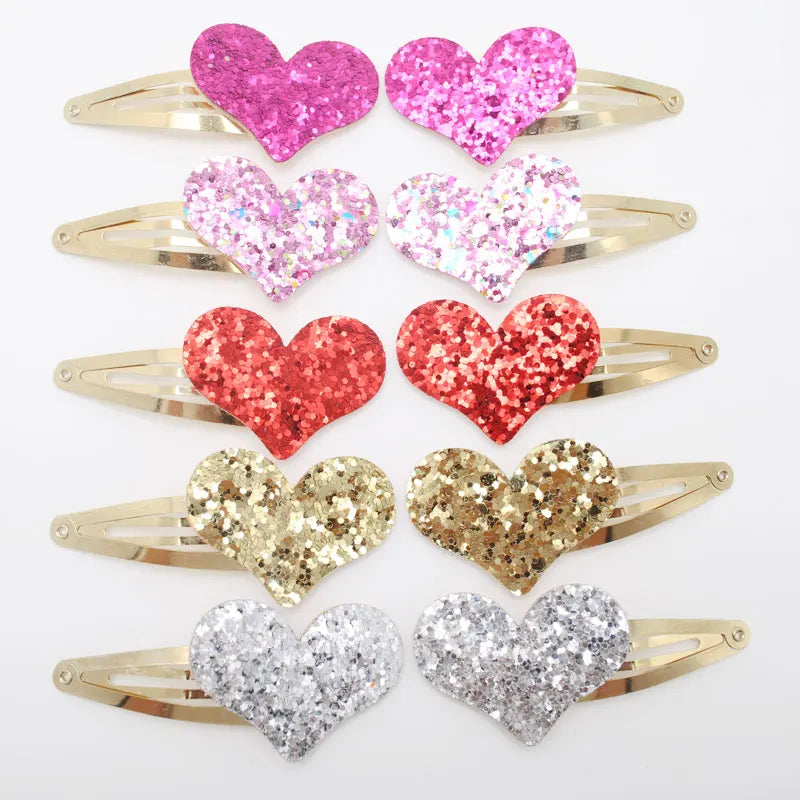 10pcs/lot Small Size Girls Hairclips Glitter Heart  Birthday Gift Baby Girls Hair Accessories Kids  Hair Clip For Children   hairclips