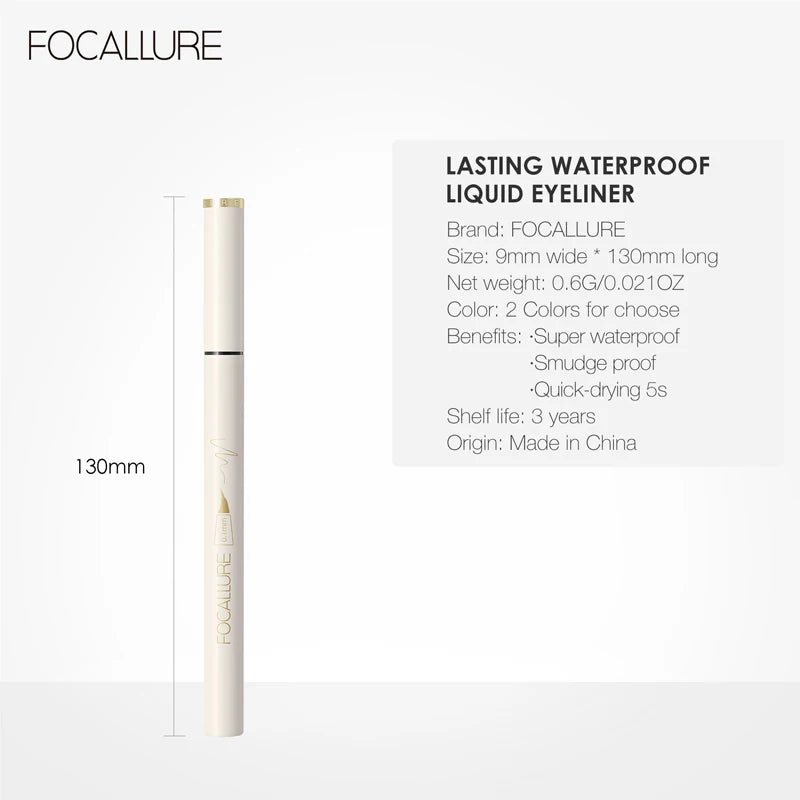 FOCALLURE Black Liquid Eyeliner Eye Make Up Super Waterproof Long Lasting Eye Liner Easy to Wear Eyes Makeup Cosmetics Tools eyes