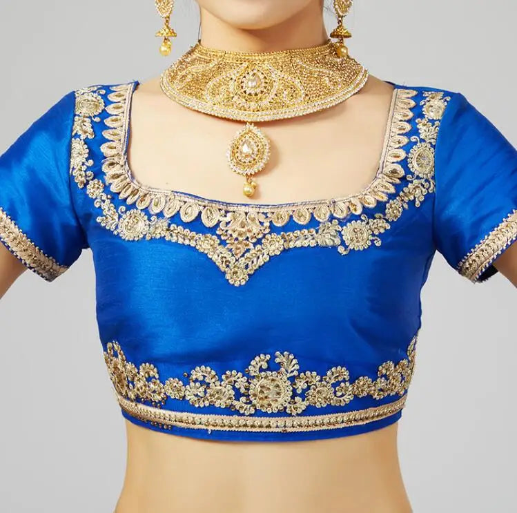 New India Clothing Sarees For Woman  Lehenga Choli Belly Dancing Pakistan Blue Embroideried Gorgeous party lehnga