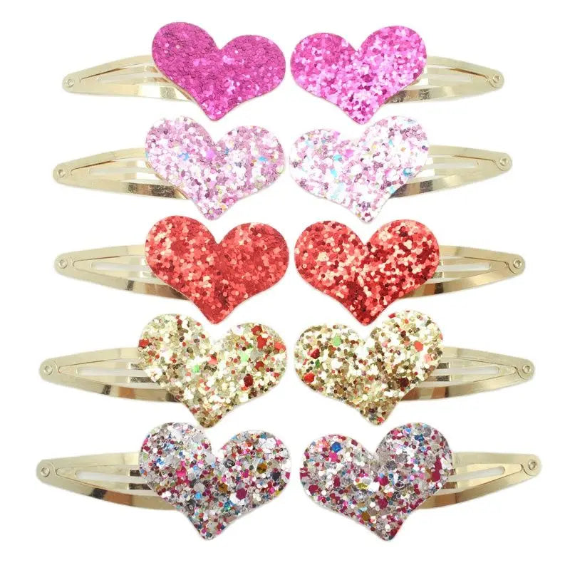 10pcs/lot Small Size Girls Hairclips Glitter Heart  Birthday Gift Baby Girls Hair Accessories Kids  Hair Clip For Children   hairclips