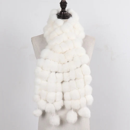 Women Winter Warm Real Rabbit Fur Scarf Hot Sale Natural Rabbit Fur Muffler  Lady 100% Genuine Fur Scarves Wholesale Retail scarf and shawl