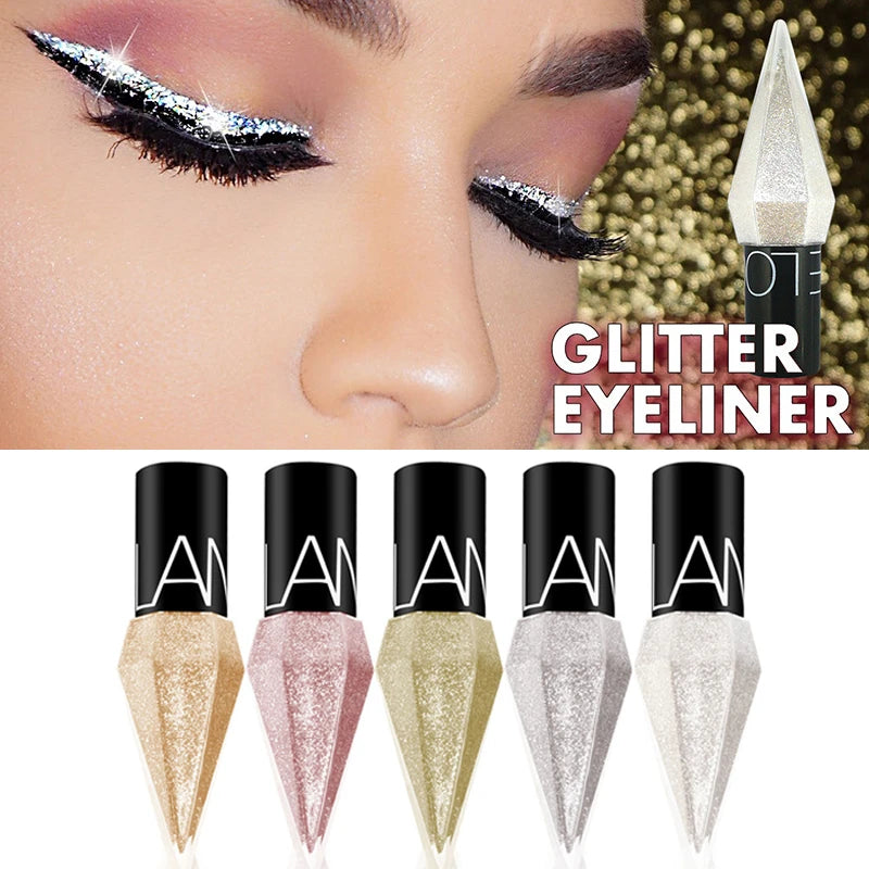 New Professional Shiny Eye Liners Cosmetics for Women Pigment Silver Rose Gold Color Liquid Glitter Eyeliner Cheap Makeup eyes