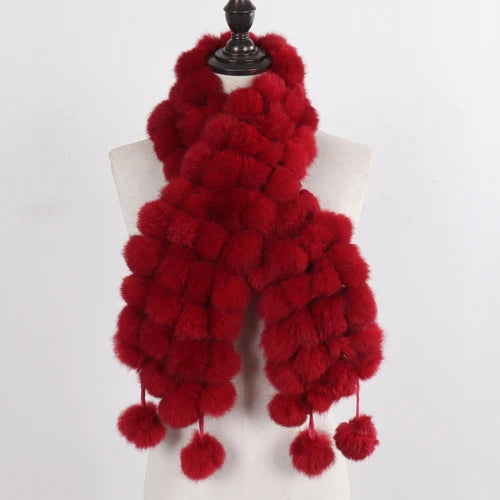 Women Winter Warm Real Rabbit Fur Scarf Hot Sale Natural Rabbit Fur Muffler  Lady 100% Genuine Fur Scarves Wholesale Retail scarf and shawl