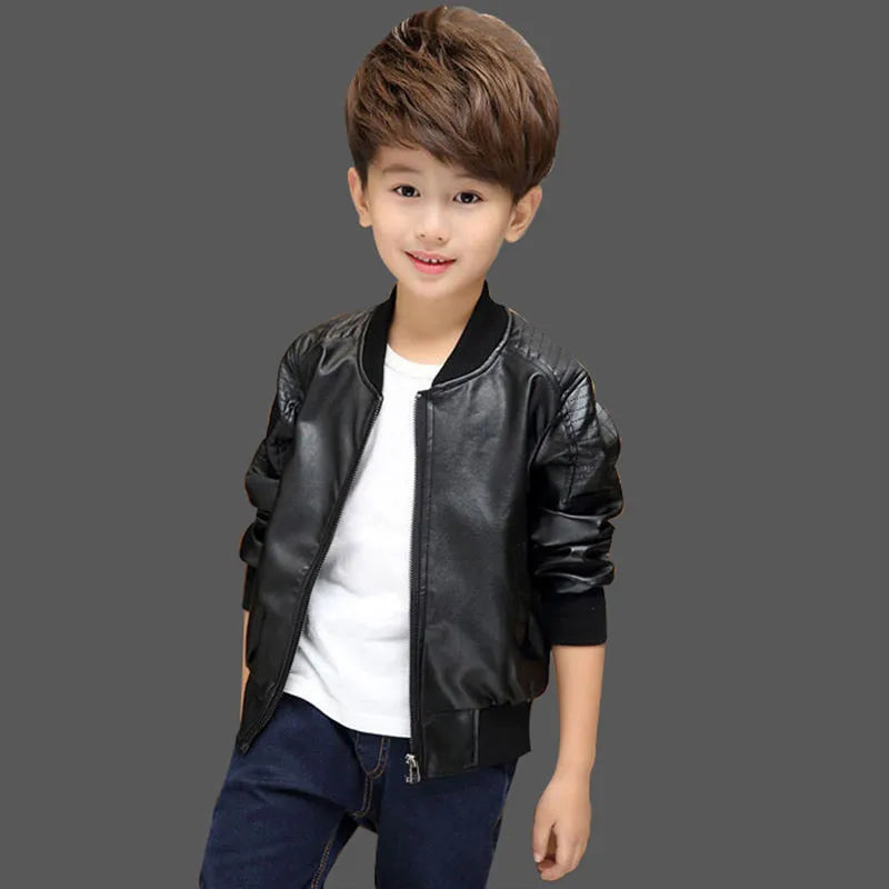 Boys Coats Autumn Winter Fashion Children's Plus Velvet / No Velvet Two styles Warming Cotton PU Leather Jacket For 1-11Y Kids boys jackets and coats