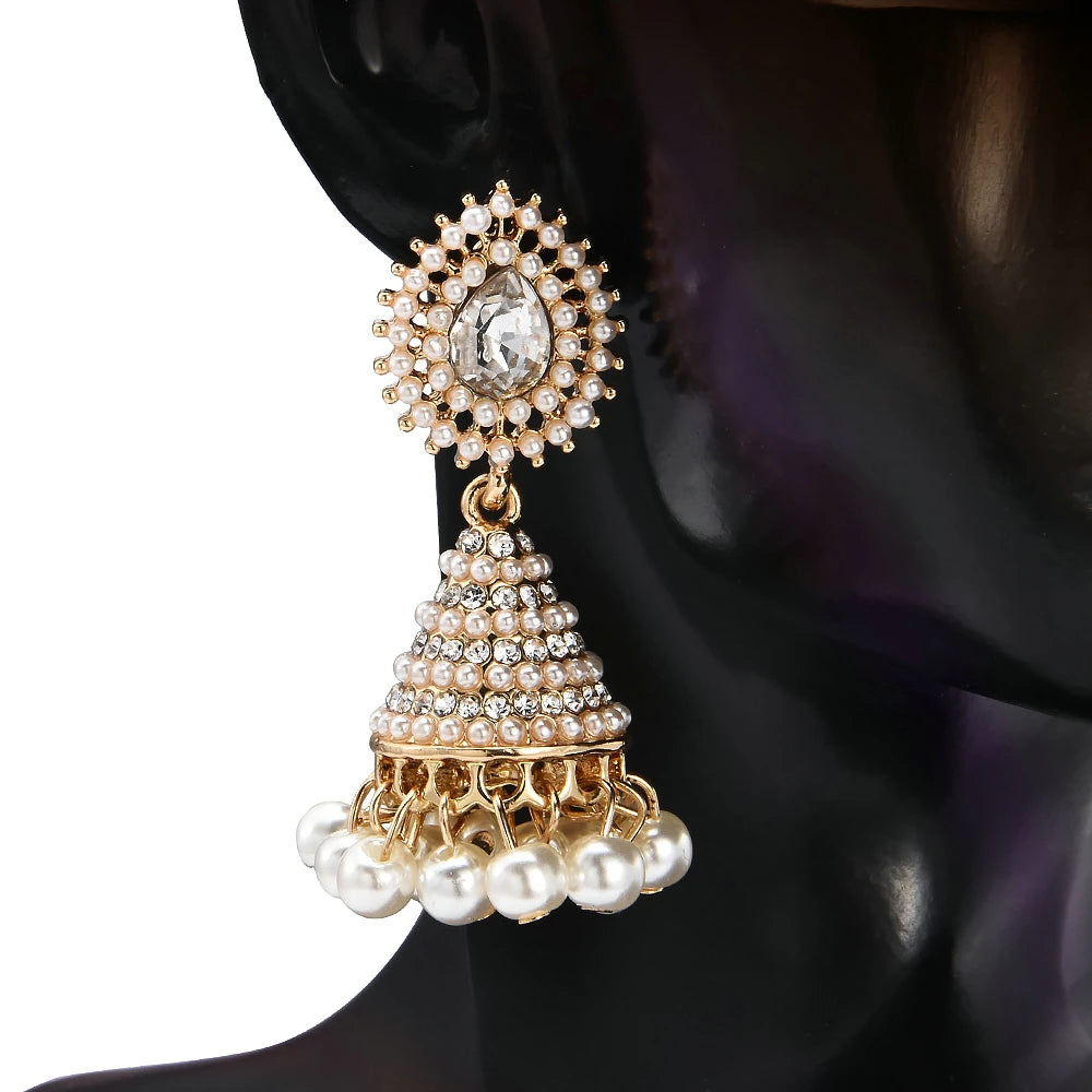 New Ethnic Women Earrings Pearl Pendant Drop Wedding Indian Dangle Earrings for female Fashion Jewelry Gift indian jewelry  indian jewellery