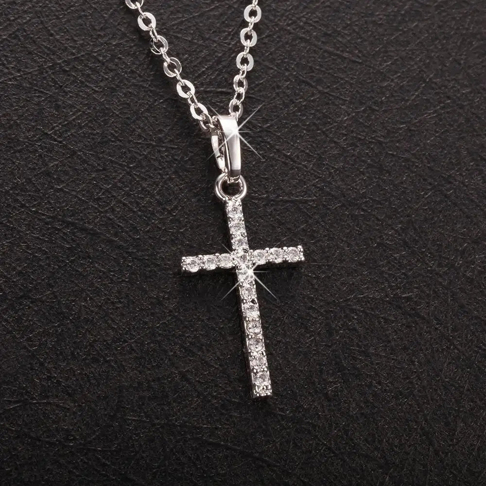 Fashion Female Cross Pendants dropshipping Gold Black Color Crystal Jesus Cross Pendant Necklace Jewelry For Men/Women Wholesale  necklace