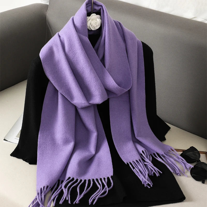 New 62 Color Winter Scarf For Women Long Warm Cashmere Scarves Hijab Solid Lady Shawl Wrap Female Pashmina Bandana Head Scarfs scarf and shawl