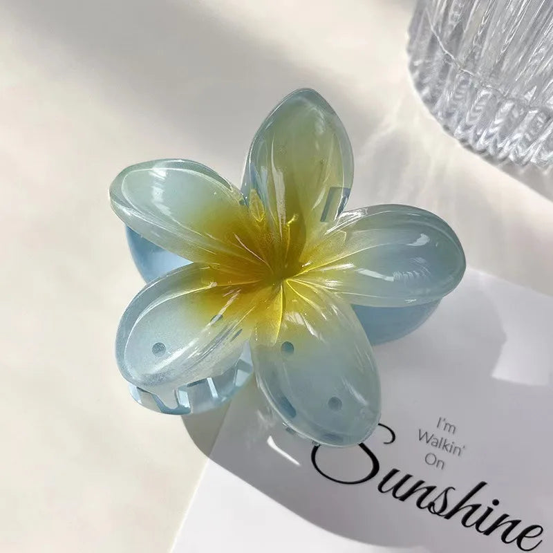 Six colors Gradient Flower Hair Styling Accessories Set Beach Style Hairpins Flower Claw Clips Hawaiian Style   hairclips