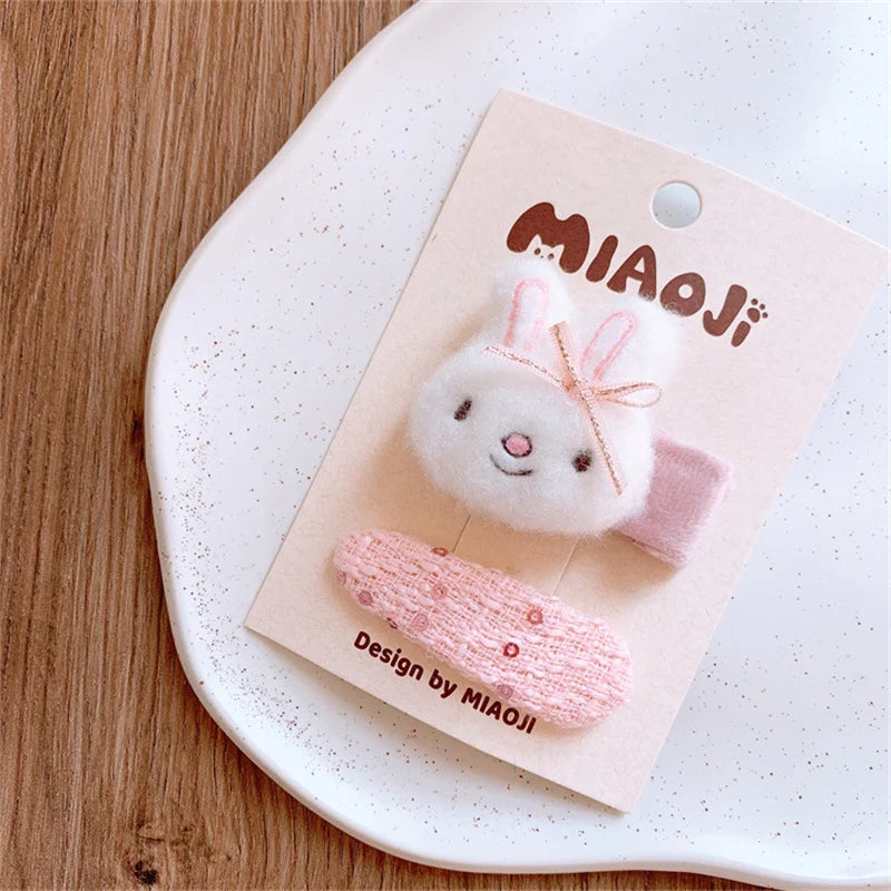 Cute Cartoon Plush Rabbit Princess Hairpins Children Girls Hair Clips Barrettes Accessories Hairclip Headwear Headdress Ornament   hairclips