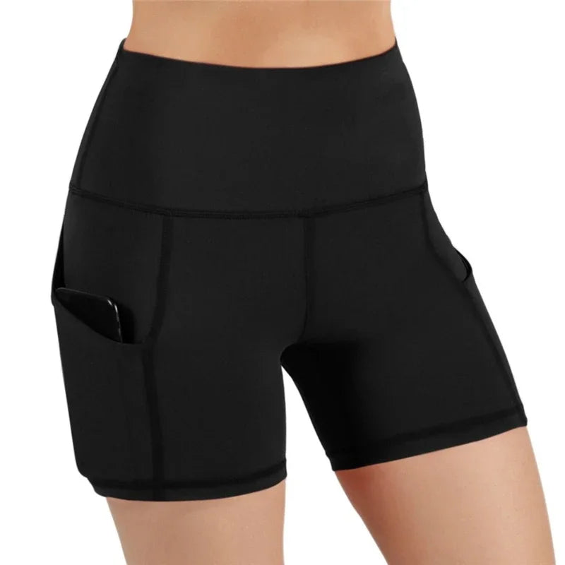 Women gym shorts High Waist Lifting Push Up Tight Yoga Cycling biker shorts Phone Pocket Jogging Running Fitness Short sports