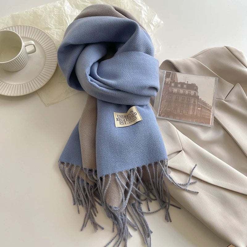 Fashion Solid Cashmere Warm Scarf New Design Pashmina Winter Double Side Diffrent Color Shawl Wraps Bufanda with Tassel Blanket scarf and shawl