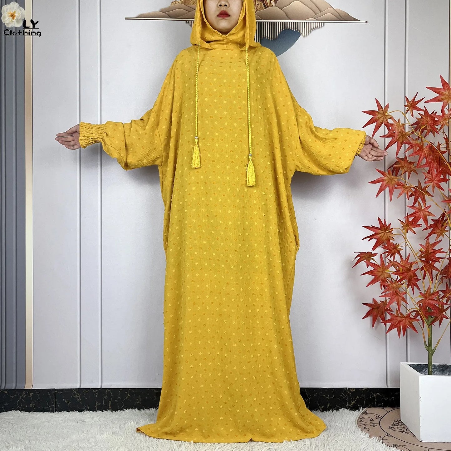 New Pure Cotton Ramadan Muslim Two-Hat Abaya Dubai Turkey Islam Prayer Clothes Loose Robe Islamic Women Traditional Clothing abaya