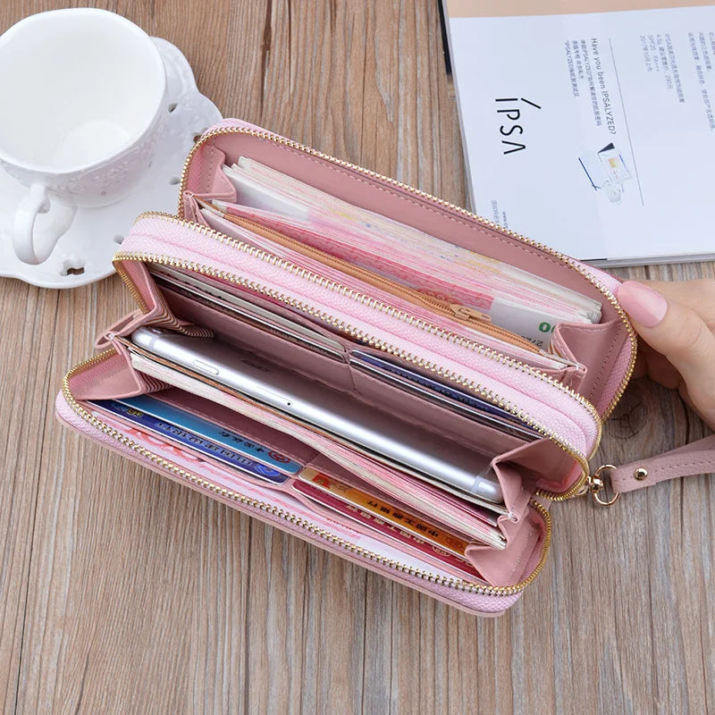 New Women's Wallet Double Zipper Long Fashion Simple Handbags for Women Lychee Pattern Large Capacity Double Women's Purses bags