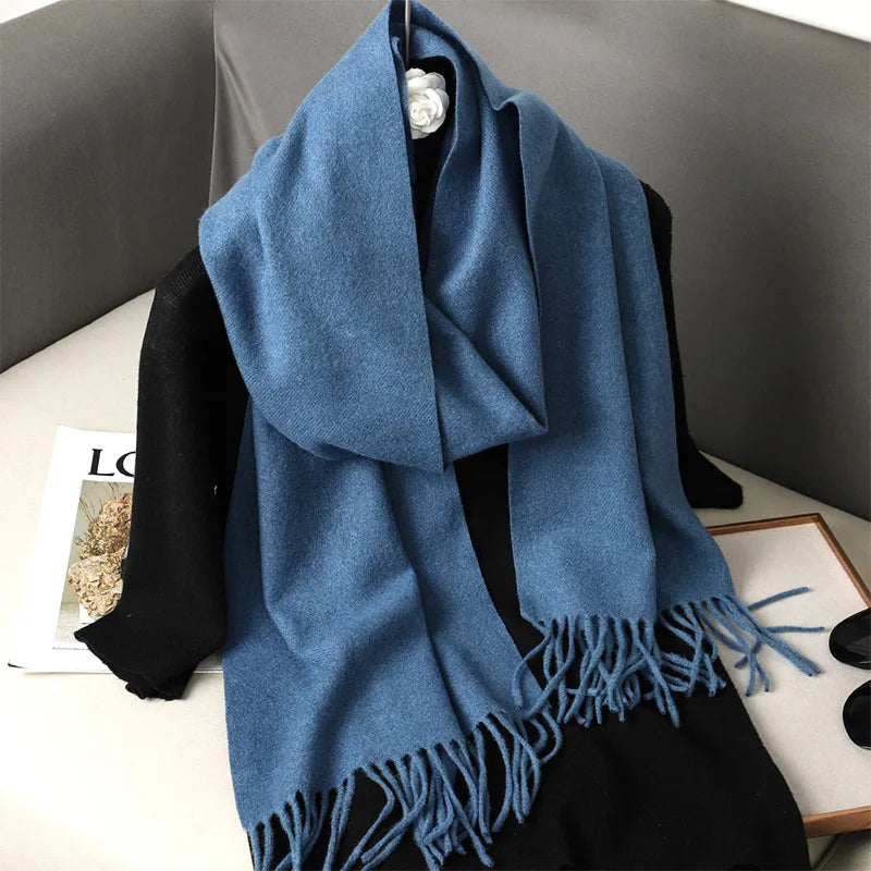 62Color Solid Women Winter Scarf Warm Thicken Cashmere Shawl Outdoor Fashion Luxury Tassels Pashmina Lady Wrap Windproof Scarves scarf and shawl